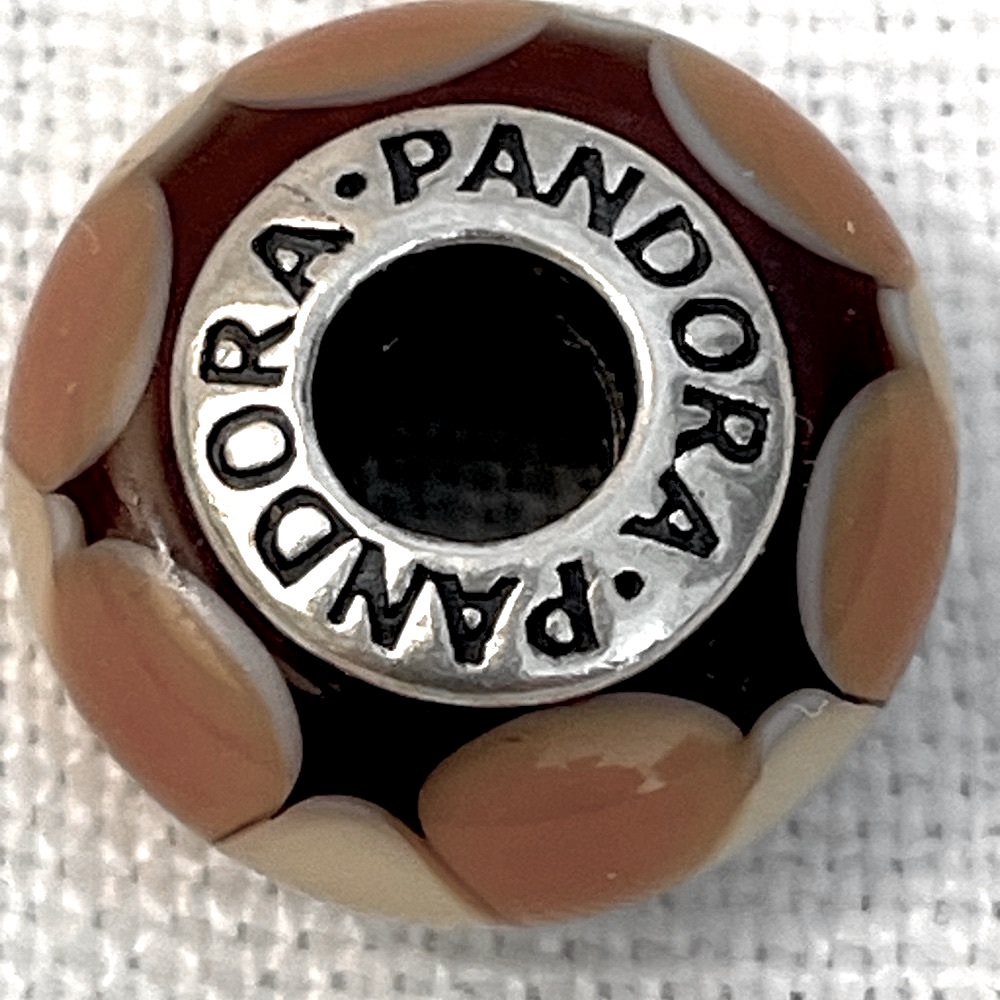 Authentic Pandora Retired Amber Murano Glass and Sterling Silver Bead - Picture 2 of 3